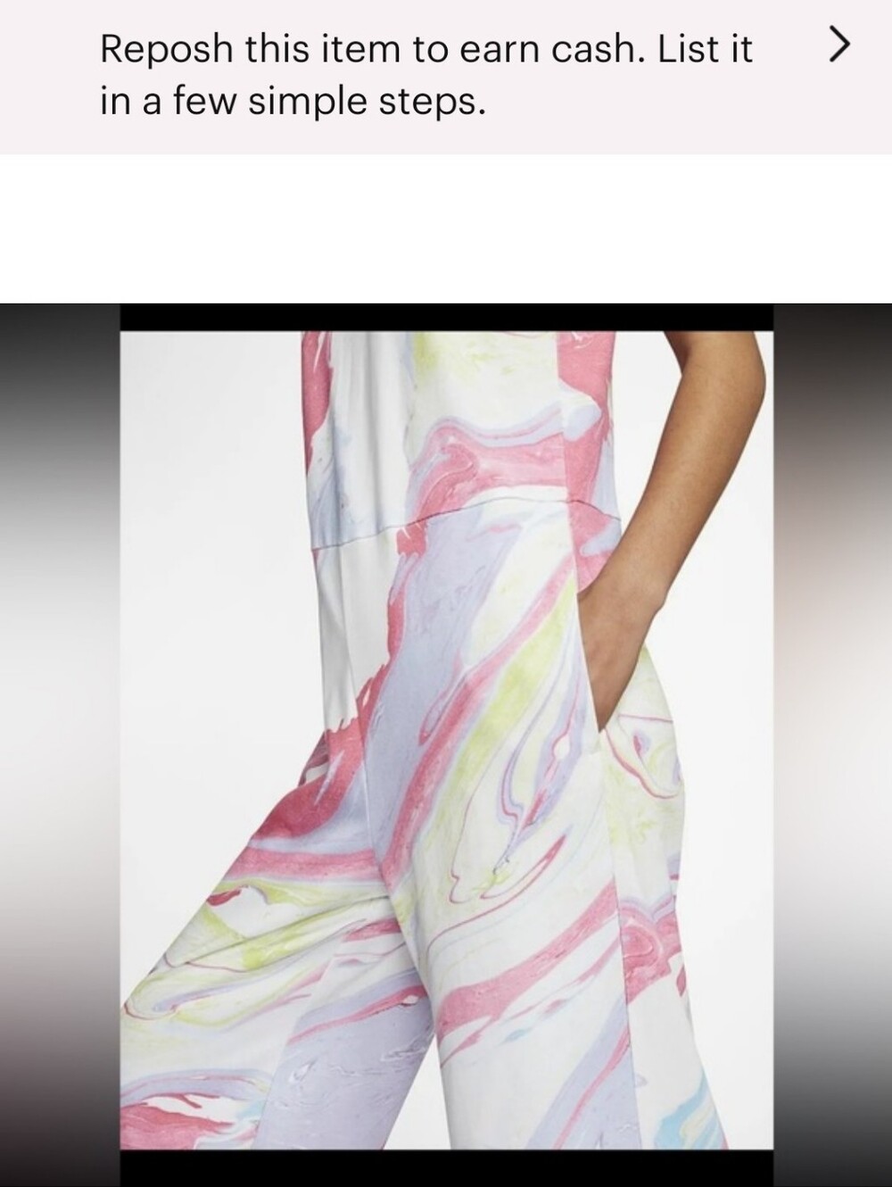 NIKE Women's Marble-Print Wide-Leg Jumpsuit - Pink Multi - Picture 3 of 9